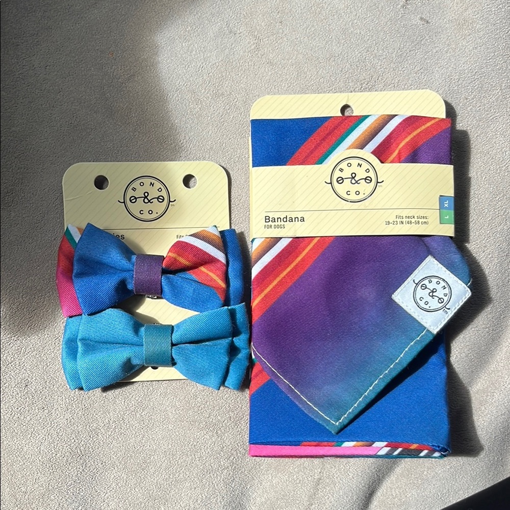 Bond & Co Dog Blue Bows and Bandana Set